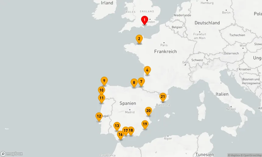 Route 20 Nächte - FRANKREICH, PORTUGAL & SPANIEN KOMBINIERTE KREUZFAHRT: BORDEAUX, LISSABON & SEVILLA
