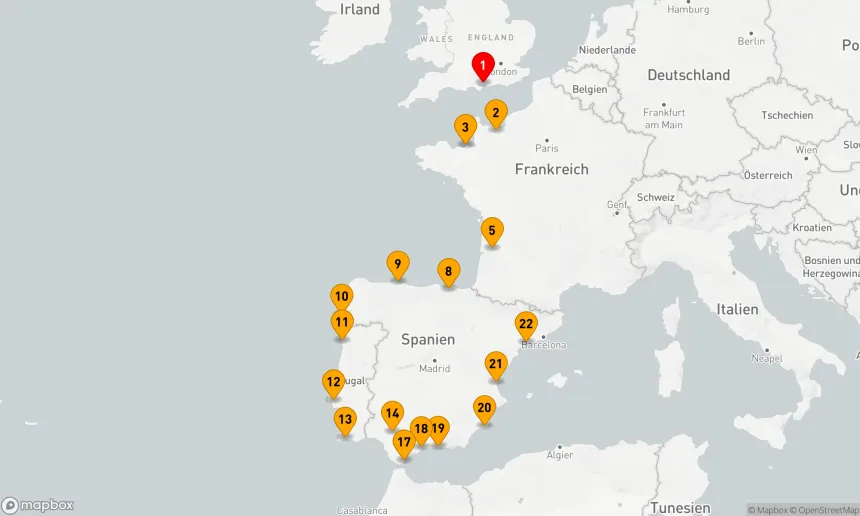 Route 21 Nächte - FRANKREICH, PORTUGAL & SPANIEN KOMBINIERTE KREUZFAHRT: BORDEAUX, LISSABON & SEVILLA
