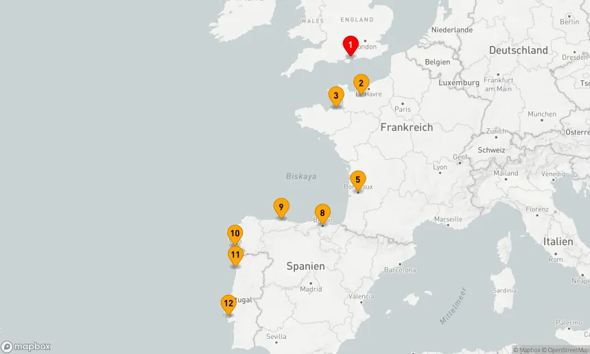 Route 11 Nächte - FRANKREICH,  SPANIEN & PORTUGAL KREUZFAHRT: BORDEAUX,  BILBAO & PORTO