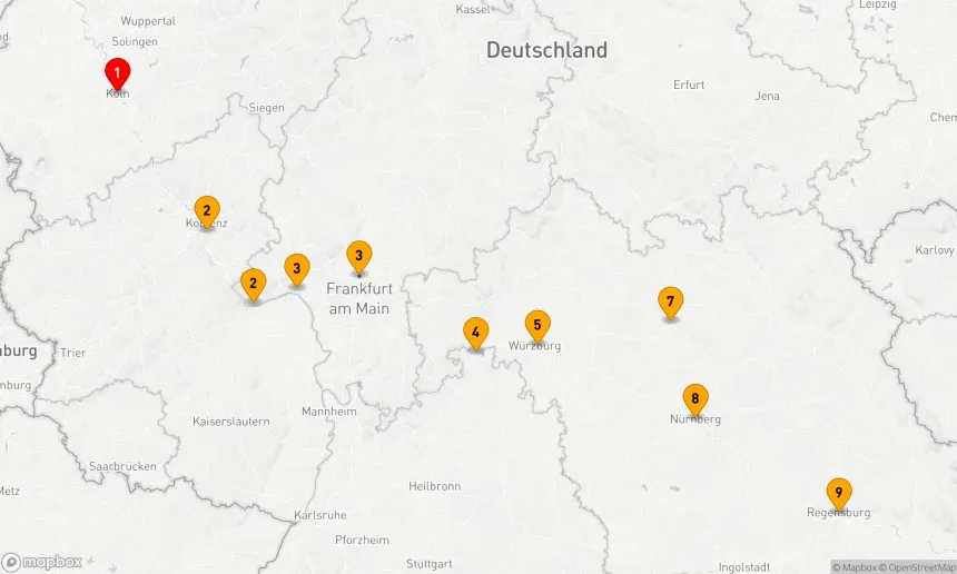 Route 9 Nächte - Genuss und Wein auf Rhein und Main