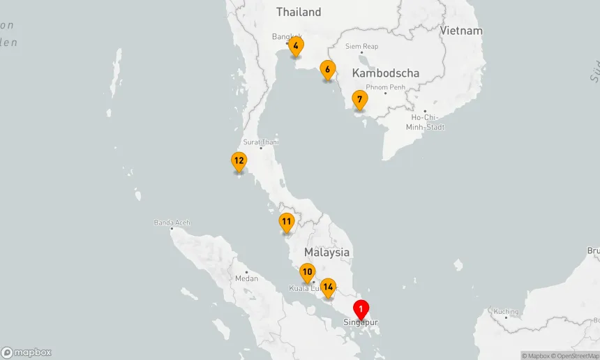 Route 14 Nächte - GOLF VON THAILAND & MALAYSISCHE HALBINSEL