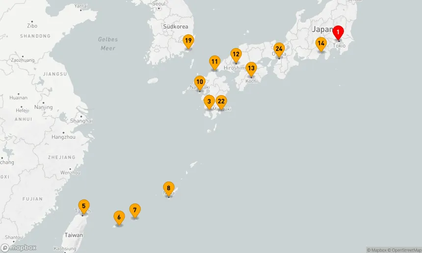 Route 25 Nächte - Grand Japan mit Okinawa & Taiwan Kirschblüten
