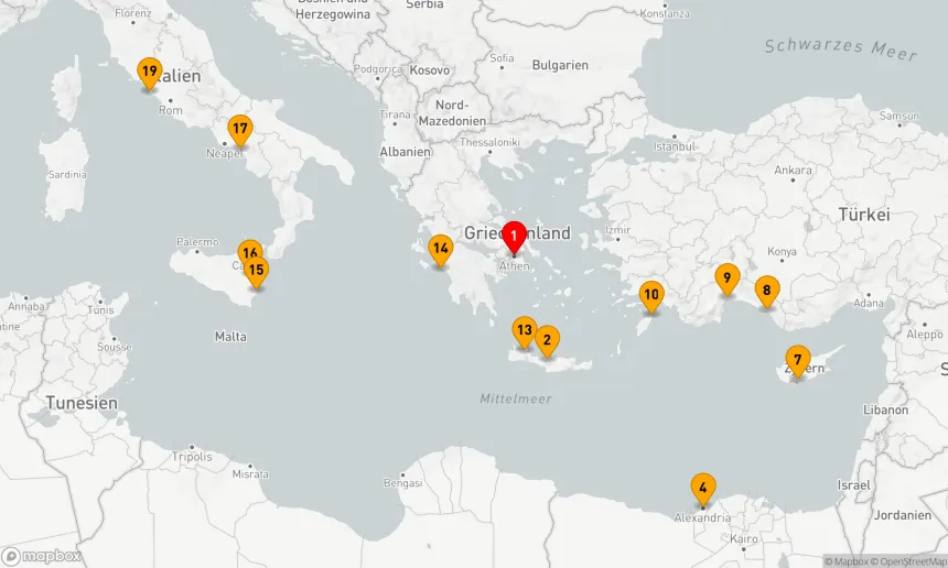 Route 18 Nächte - GRIECHENLAND, ÄGYPTEN & ITALIEN KOMBINIERTE KREUZFAHRT: ALEXANDRIA, ATHEN & AMALFIKÜSTE
