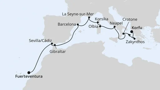 Route Griechenland, Andalusien & Kanaren ab Korfu 2