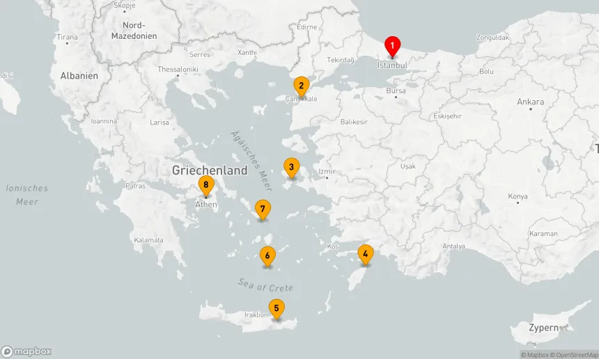 Route 7 Nächte - GRIECHENLAND INTENSIV KREUZFAHRT: CHIOS,  RHODOS & SANTORINI