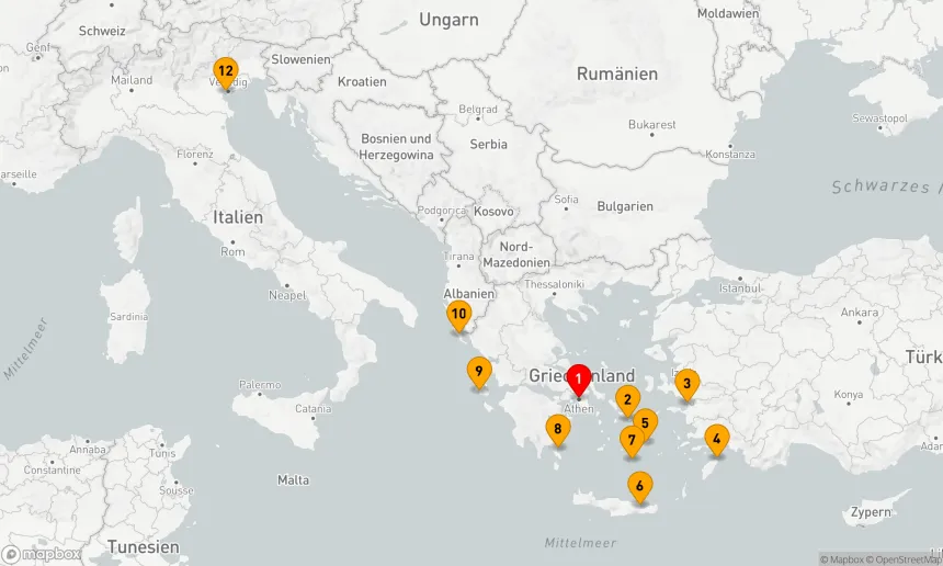 Route 11 Nächte - GRIECHENLAND INTENSIV KREUZFAHRT: MYKONOS, RHODOS & KRETA
