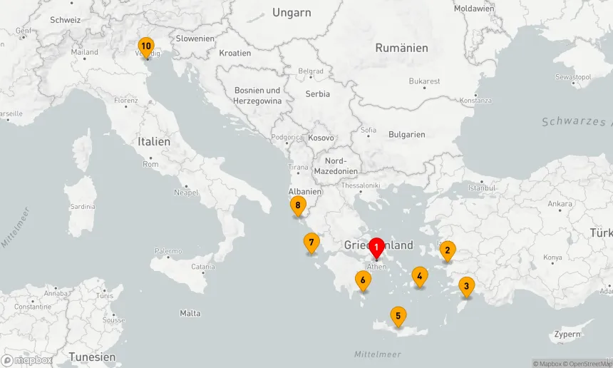 Route 9 Nächte - GRIECHENLAND INTENSIV KREUZFAHRT: RHODOS,  KRETA & KORFU