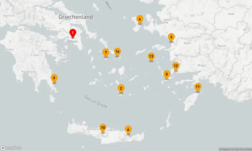 Route 14 Nächte - GRIECHENLAND INTENSIV-KREUZFAHRT: SANTORIN, RHODOS & PATMOS