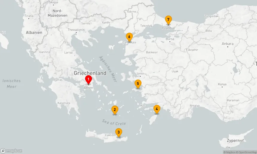 Route 6 Nächte - GRIECHENLAND INTENSIV KREUZFAHRT: SANTORINI, KRETA & RHODOS