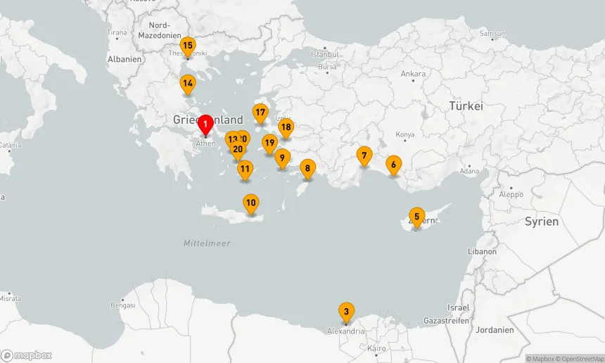 Route 21 Nächte - GRIECHENLAND INTENSIVE KREUZFAHRT-KOMBINATION: RHODOS, THESSALONIKI & MYKONOS