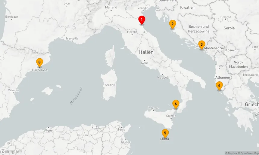 Route 7 Nächte - GRIECHENLAND,  ITALIEN,  KROATIEN & MALTA
