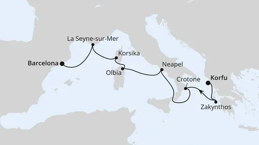 Route Griechenland, Italien & Spanien ab Korfu 1