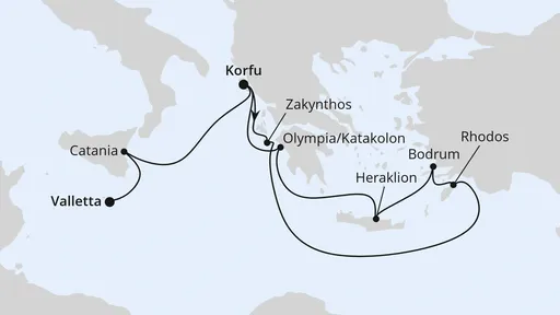 Route Griechenland, Türkei & Sizilien ab Korfu
