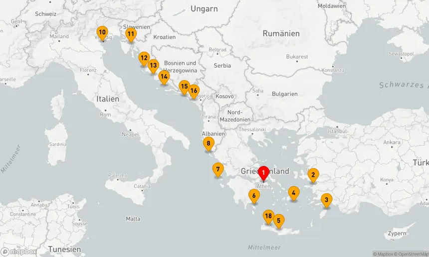 Route 18 Nächte - GRIECHENLAND & KROATIEN KOMBINIERTE KREUZFAHRT: RHODOS, VENEDIG & DUBROVNIK