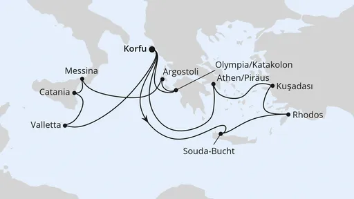 Route Griechenland & Mittelmeerinseln ab Korfu 1