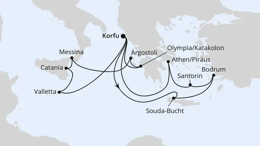 Route Griechenland & Mittelmeerinseln ab Korfu 1