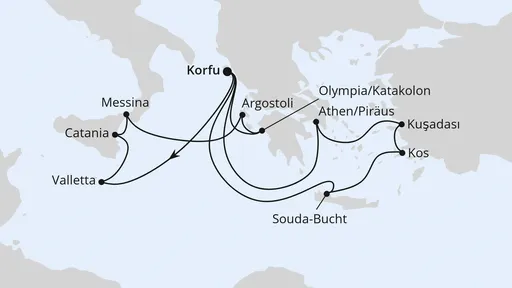 Route Griechenland & Mittelmeerinseln ab Korfu 1
