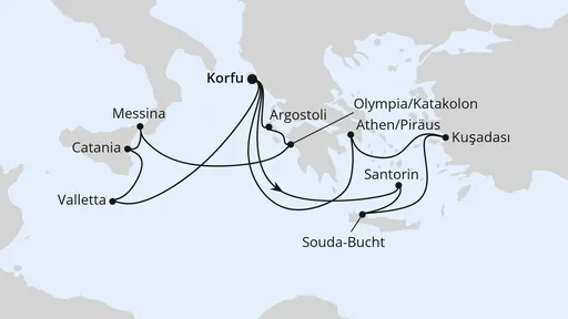 Route Griechenland & Mittelmeerinseln ab Korfu 1
