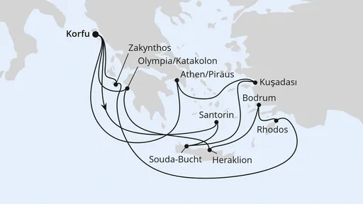 Route Griechenland & Türkei ab Korfu