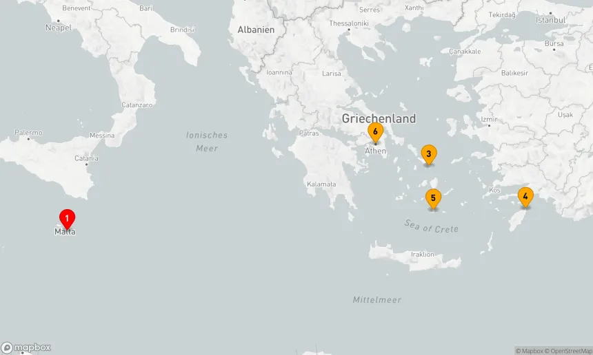 Route 7 Nächte - Flug- und Kreuzfahrt zu den griechischen Inseln