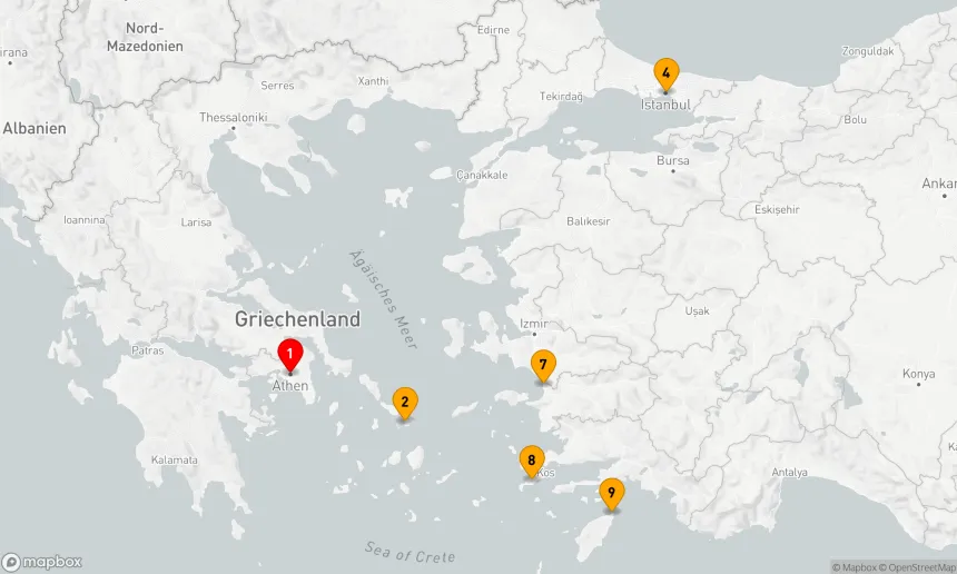 Route 10 Nächte - GRIECHISCHE INSELN: ISTANBUL ÜBER NACHT MIT MYKONOS & RHODOS