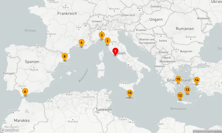 Route 14 Nächte - GRIECHISCHE INSELN MIT ITALIEN, FRANKREICH, SPANIEN UND MALTA