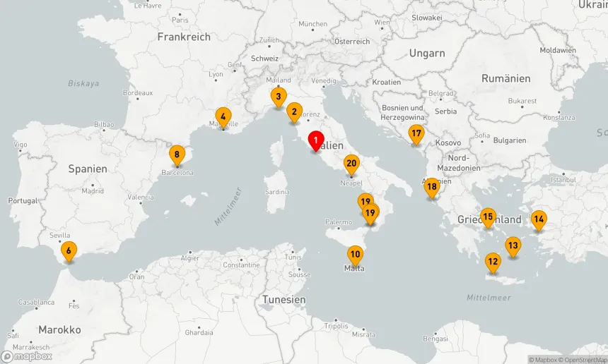Route 21 Nächte - GRIECHISCHE INSELN MIT ITALIEN,  FRANKREICH UND NAPOLI (MIT ÜBERNACHTUNG)