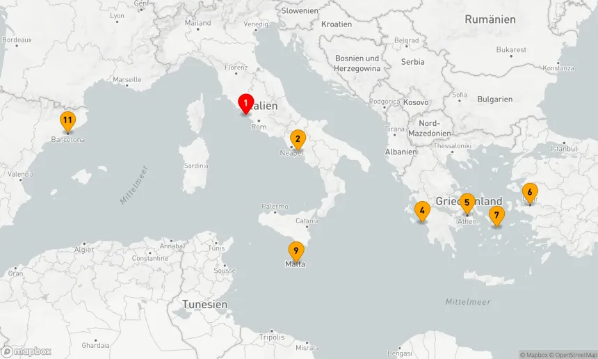 Route 10 Nächte - GRIECHISCHE INSELN, TÜRKEI UND ITALIEN
