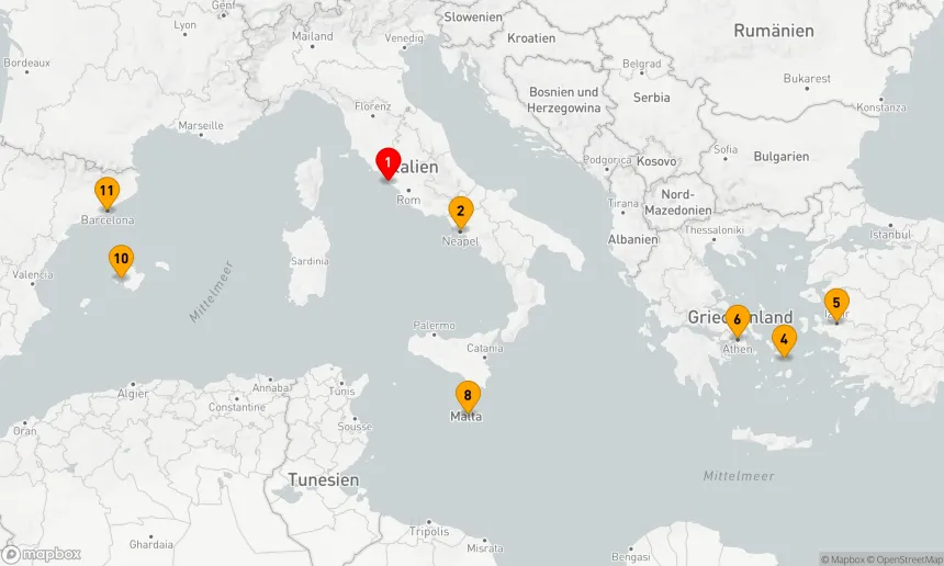 Route 10 Nächte - GRIECHISCHE INSELN,  TÜRKEI UND ITALIEN
