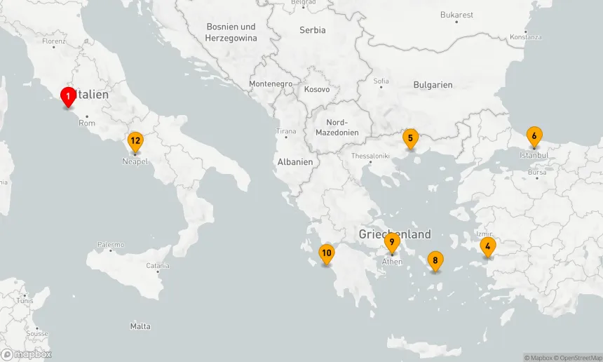 Route 12 Nächte - GRIECHISCHE INSELN,  TÜRKEI UND ITALIEN