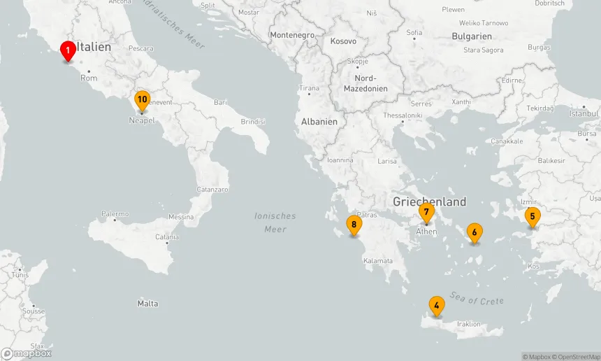 Route 10 Nächte - GRIECHISCHE INSELN,  TÜRKEI UND ITALIEN