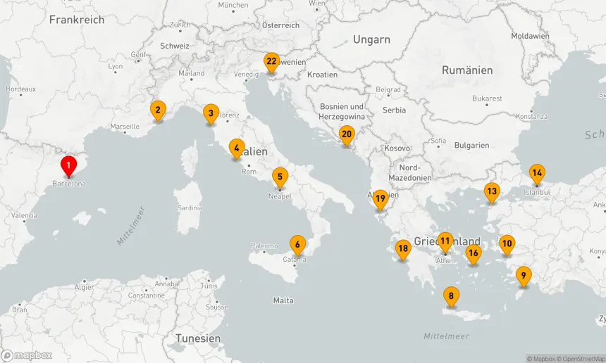 Route 21 Nächte - GRIECHISCHE INSELN & ADRIA: ITALIEN & ISTANBUL – ÜBERNACHTUNG