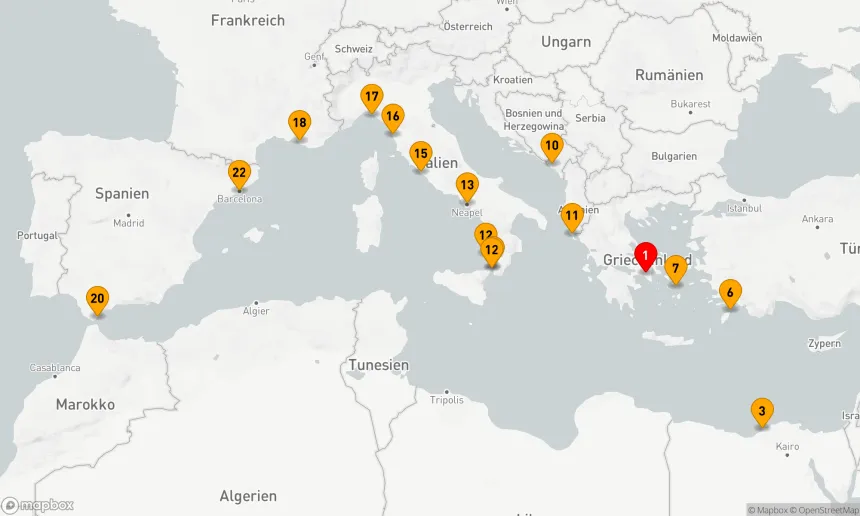 Route 21 Nächte - GRIECHISCHE INSELN & ITALIEN MIT ÜBERNACHTUNGEN IN KAIRO UND NEAPEL