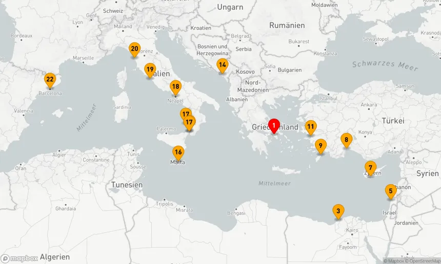 Route 21 Nächte - GRIECHISCHE INSELN & MITTELMEER: ÄGYPTEN, HEILIGES LAND & ITALIEN