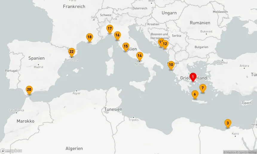 Route 21 Nächte - GRIECHISCHE INSELN & WESTLICHES MITTELMEER: KAIRO ÜBER NACHT