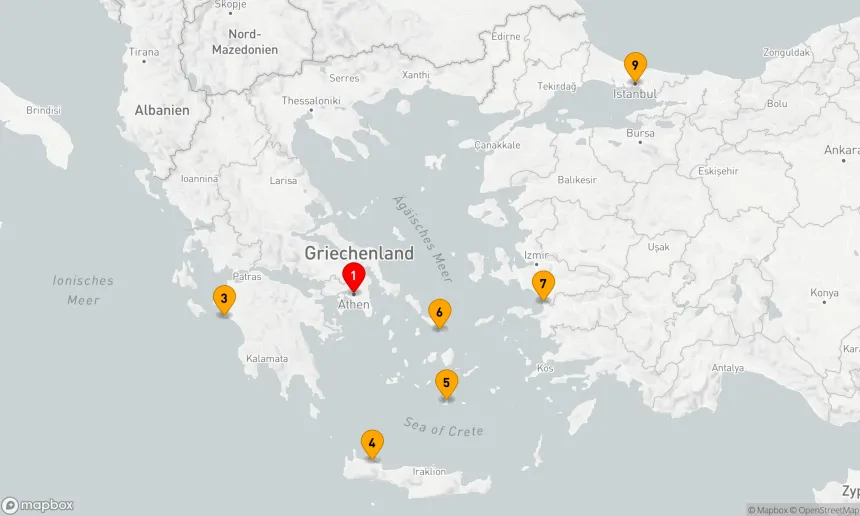 Route 11 Nächte - Griechische Inseln vom Kanal von Korinth bis zum Bosporus