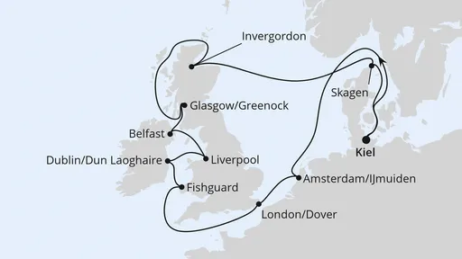 Route Großbritannien & Irland ab Kiel
