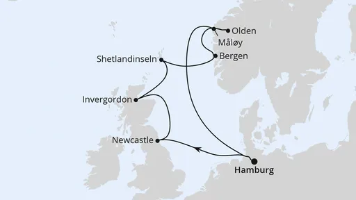 Route Großbritannien & Norwegen ab Hamburg