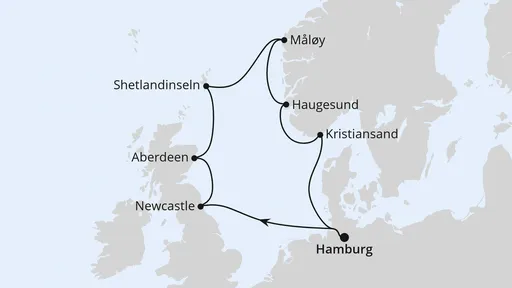Route Großbritannien & Norwegen ab Hamburg