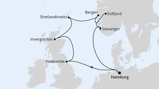 Route Großbritannien & Norwegen ab Hamburg