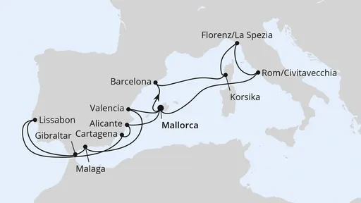 Route Große Feiertagsreise im Mittelmeer ab Mallorca