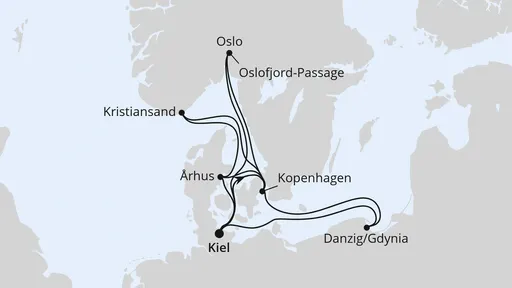 Route Große Feiertagsreise nach Skandinavien ab Kiel