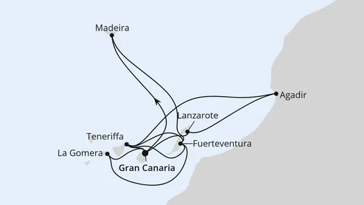 Route Große Kanaren-Reise mit Madeira & Marokko