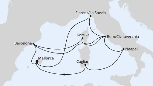 Route Große Mittelmeer-Reise ab Mallorca 1