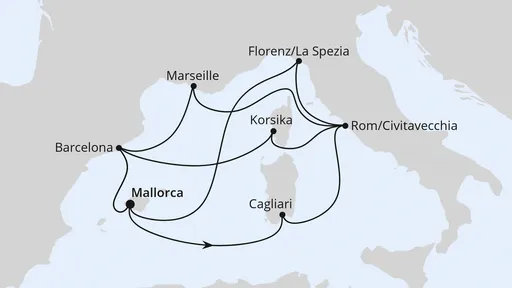 Route Große Mittelmeer-Reise ab Mallorca 1