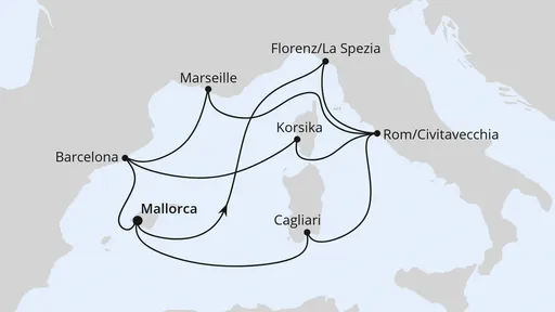 Route Große Mittelmeer-Reise ab Mallorca 1