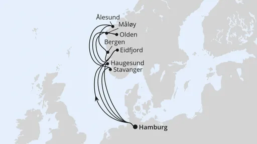 Route Große Norwegen-Reise ab Hamburg 1
