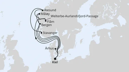 Route Große Norwegen-Reise ab Kiel