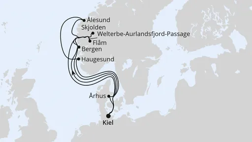 Route Große Norwegen-Reise ab Kiel