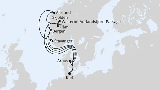 Route Große Norwegen-Reise ab Kiel